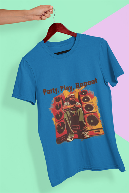 Party Play Repeat – Unisex DJ Night T-Shirt for Party Lovers