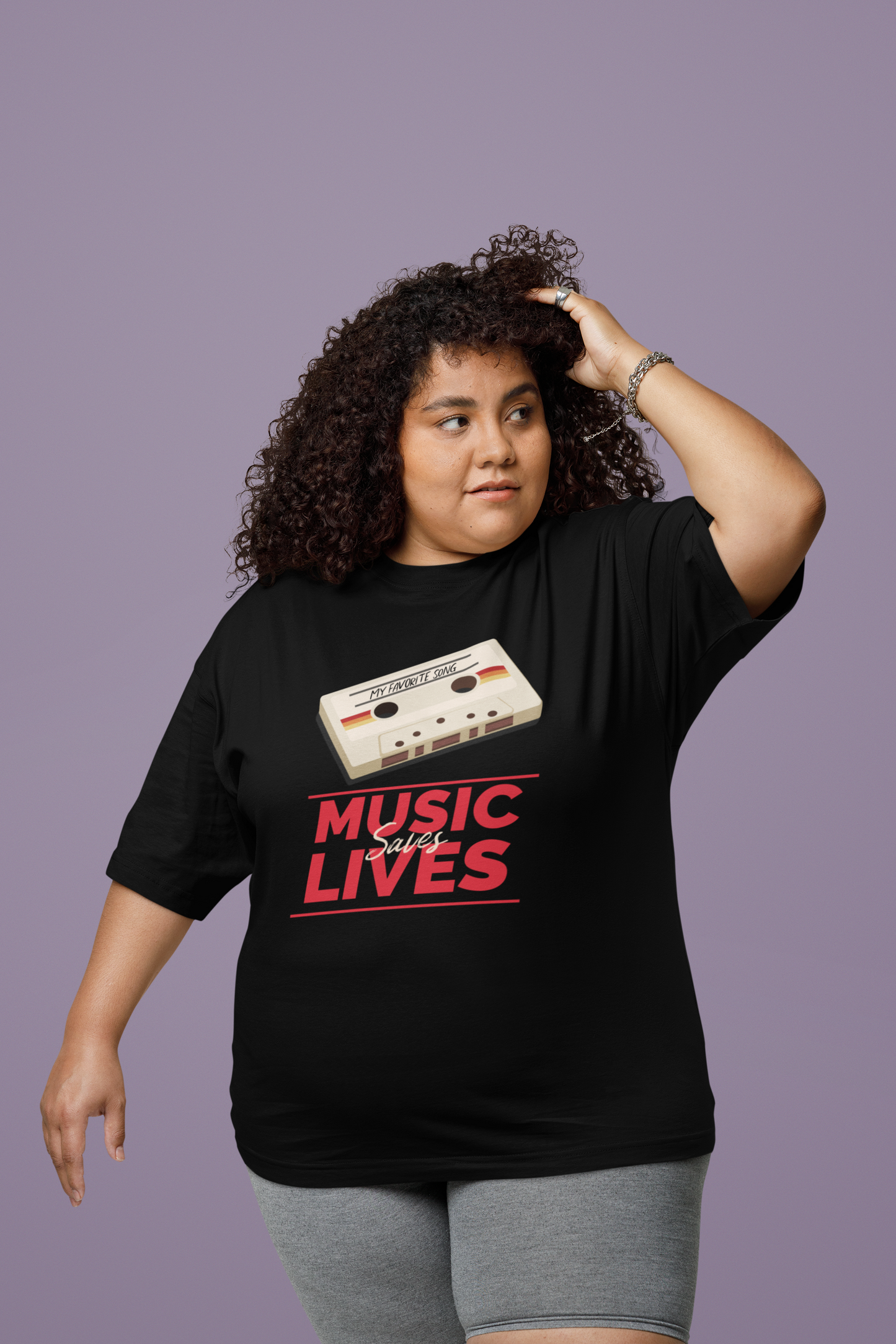"Music Saves Lives" Unisex Oversized Premium T-Shirt – Perfect for Party Lovers