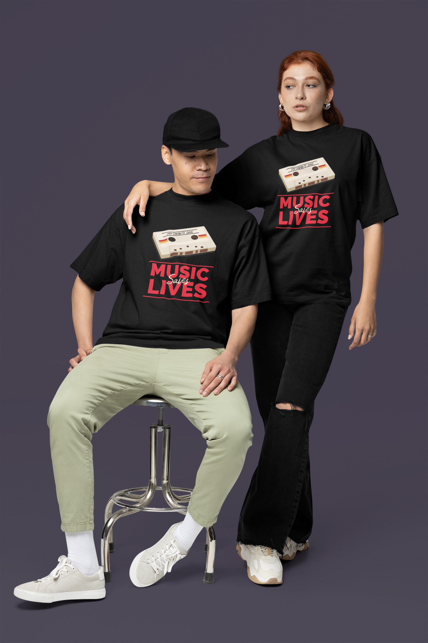 "Music Saves Lives" Unisex Oversized Premium T-Shirt – Perfect for Party Lovers